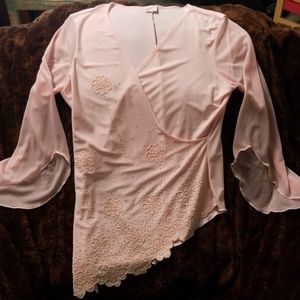 Diagonal Cut Blouse long decorative sleeve